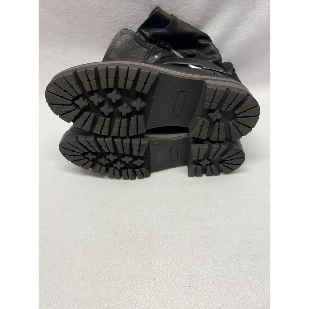 Maurices Blaire Mid Shaft Moto Boots Black Buckle Slouchy Lug Sole Womens 9M - Picture 12 of 12